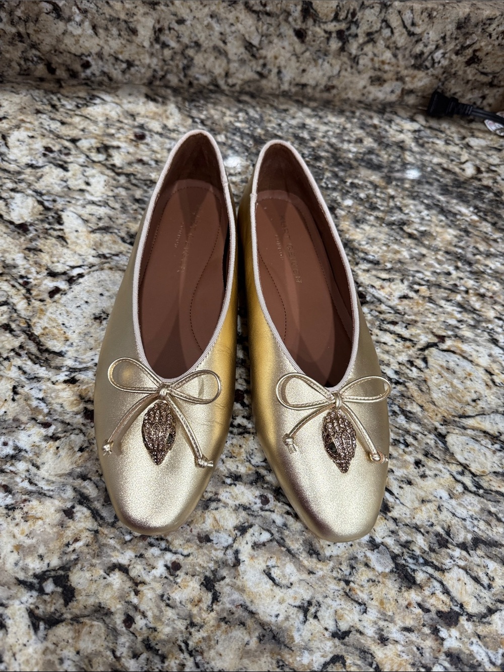 Kurt Geiger Sloane Eagle Ballet Flats Gold 40.5